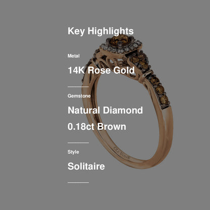 1/2 cts Chocolate Diamond Ring in 14K Rose Gold by Le Vian