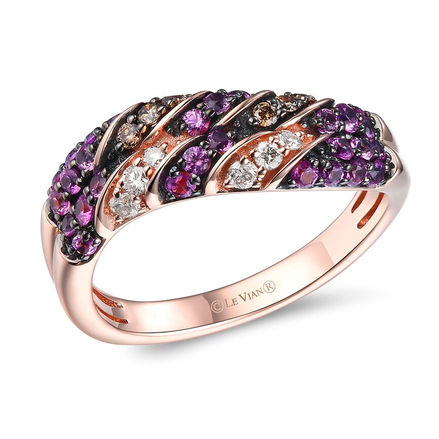 2/3 cts Pink Sapphire and Diamond Ring in 14K Rose Gold by Le Vian - BirthStone.com