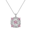 14K WHITE GOLD DIAMOND PINK SAPPHIRE PENDANT