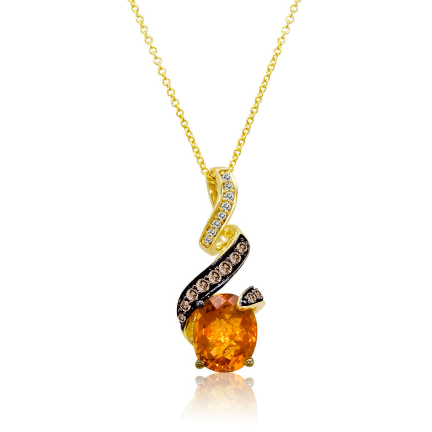 LeVian Citrine Necklace 2 3/8 cts Orange Pendant in 14K Yellow Gold - BirthStone.com