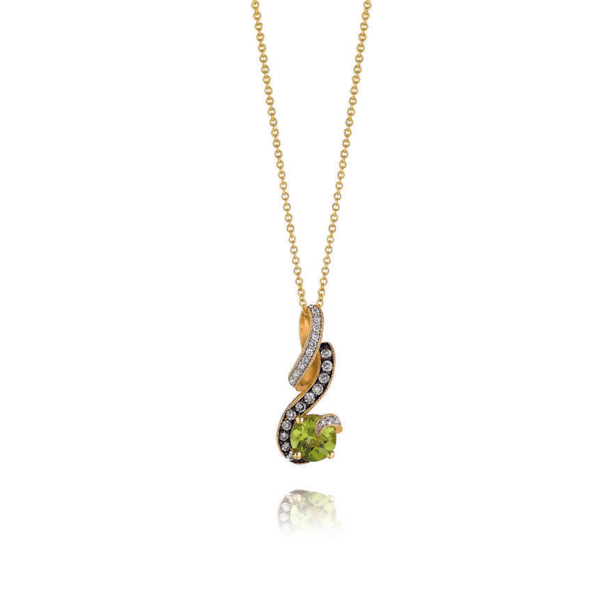 LeVian Peridot Necklace 1 cts Green Pendant in 14K Yellow Gold - BirthStone.com