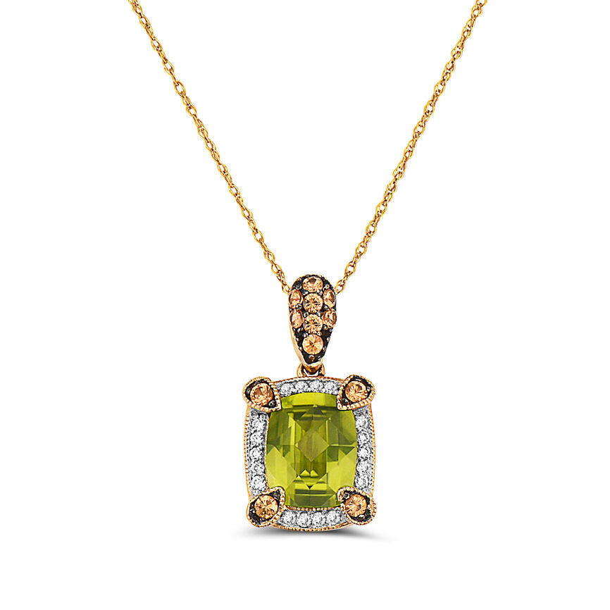 Le Vian Grand Sample Sale Pendant featuring Green Apple Peridot, Spessartite Vanilla Diamonds set in 14K Honey Gold - BirthStone.com