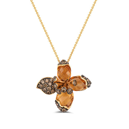 LeVian Citrine Necklace 5 cts Orange Pendant in 14K Yellow Gold - BirthStone.com