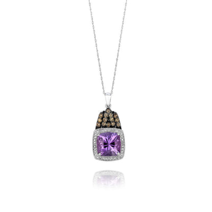 LeVian Amethyst Necklace 3 3/4 cts Purple Pendant in 14K White Gold - BirthStone.com