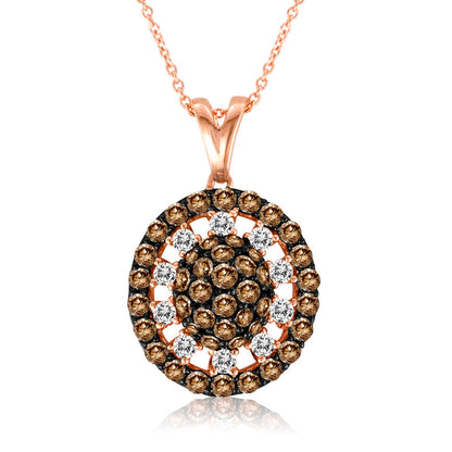 LeVian Diamond Necklace 1 3/4 cts Brown Pendant in 14K Rose Gold - BirthStone.com