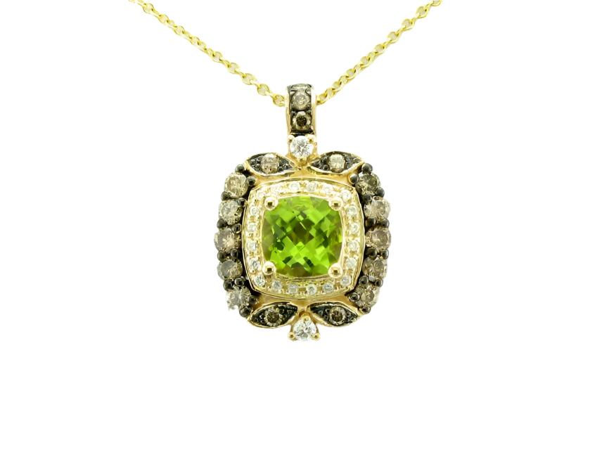 LeVian Peridot Necklace 1 1/2 cts Green Pendant in 14K Yellow Gold - BirthStone.com