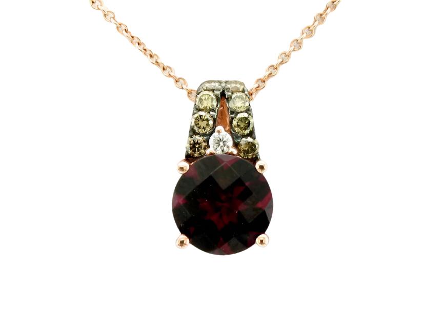 LeVian Rhodolite Necklace 2 cts Red Pendant in 14K Rose Gold - BirthStone.com