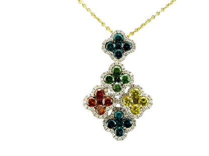 LeVian Diamond Necklace 1 5/8 cts Mult-Color Pendant in 14K Yellow Gold - BirthStone.com