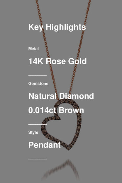 LeVian Diamond Necklace 3/8 cts Brown Pendant in 14K Rose Gold