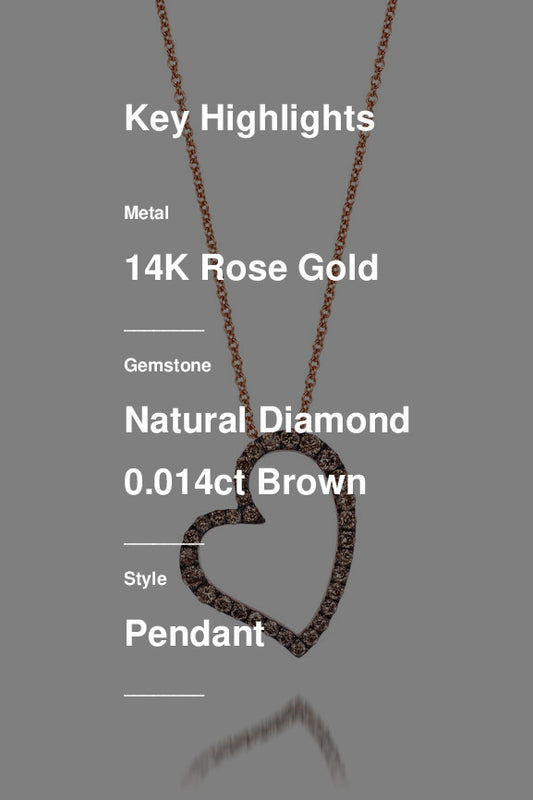 LeVian Diamond Necklace 3/8 cts Brown Pendant in 14K Rose Gold