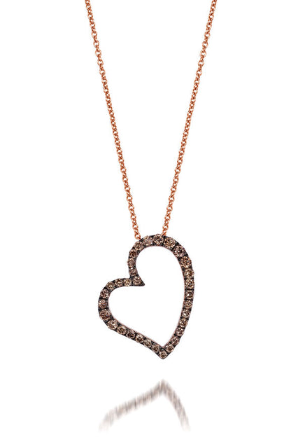 LeVian Diamond Necklace 3/8 cts Brown Pendant in 14K Rose Gold - BirthStone.com