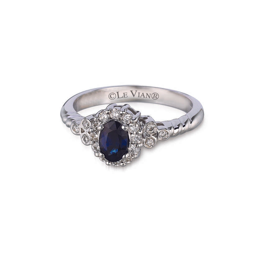 3/4 cts Blue Sapphire and Diamond Ring in 14K White Gold by Le Vian - BirthStone.com