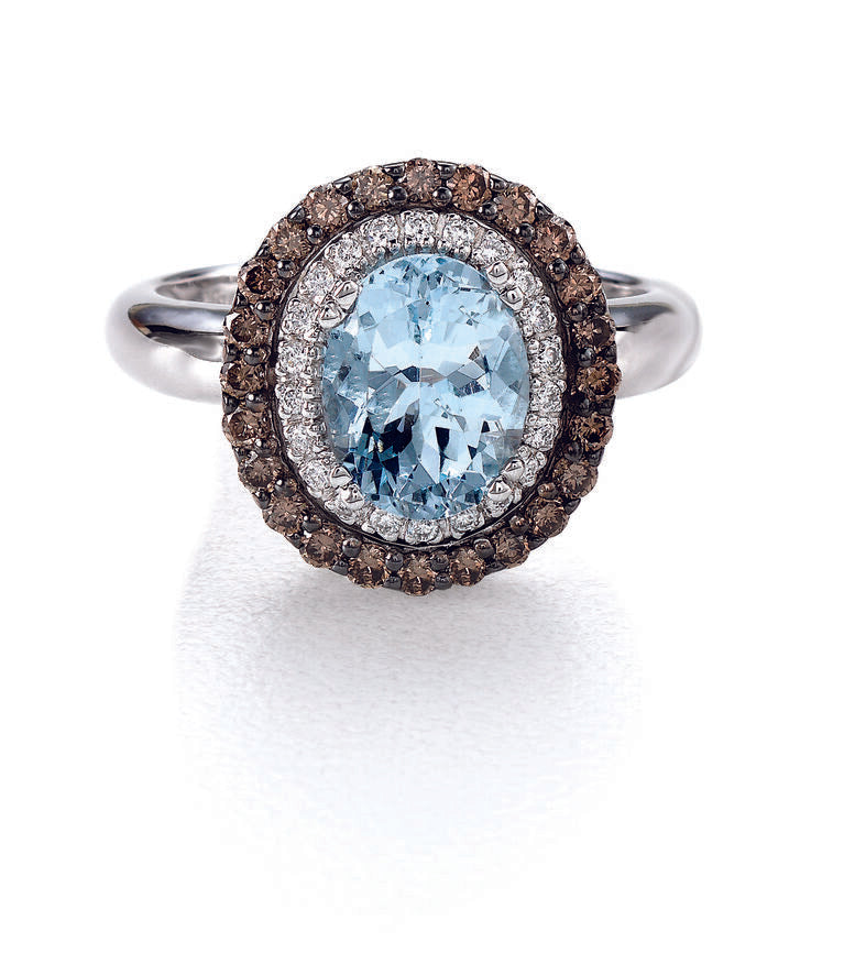 1 7/8 cts Blue Aquamarine and Diamond Ring in 14K White Gold by Le Vian - BirthStone.com