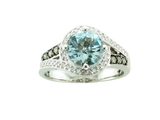 1 7/8 cts Blue Aquamarine and Diamond Ring in 14K White Gold by Le Vian - BirthStone.com