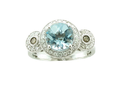 2 cts Blue Aquamarine and Diamond Ring in 14K White Gold by Le Vian - BirthStone.com