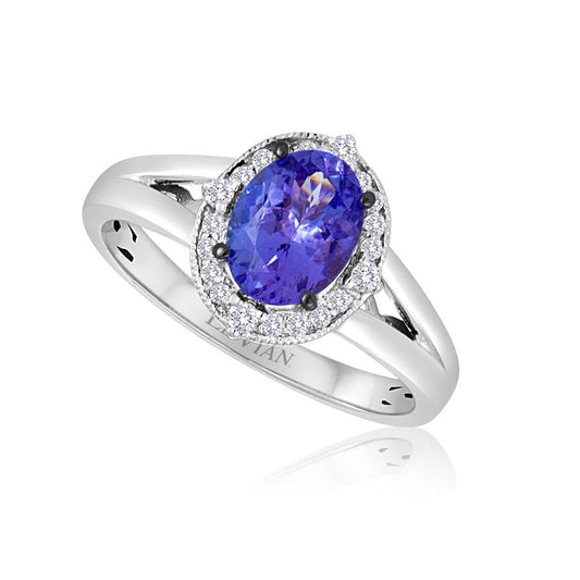 1 1/8 cts Blue Tanzanite and Diamond Ring in 14K White Gold by Le Vian - BirthStone.com