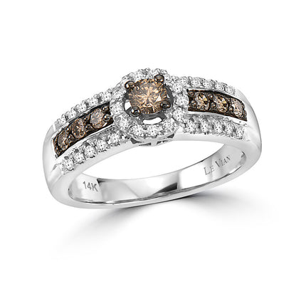 LeVian Statement Ring Chocolate & White Diamond in 14K White Gold 1/2cts - BirthStone.com