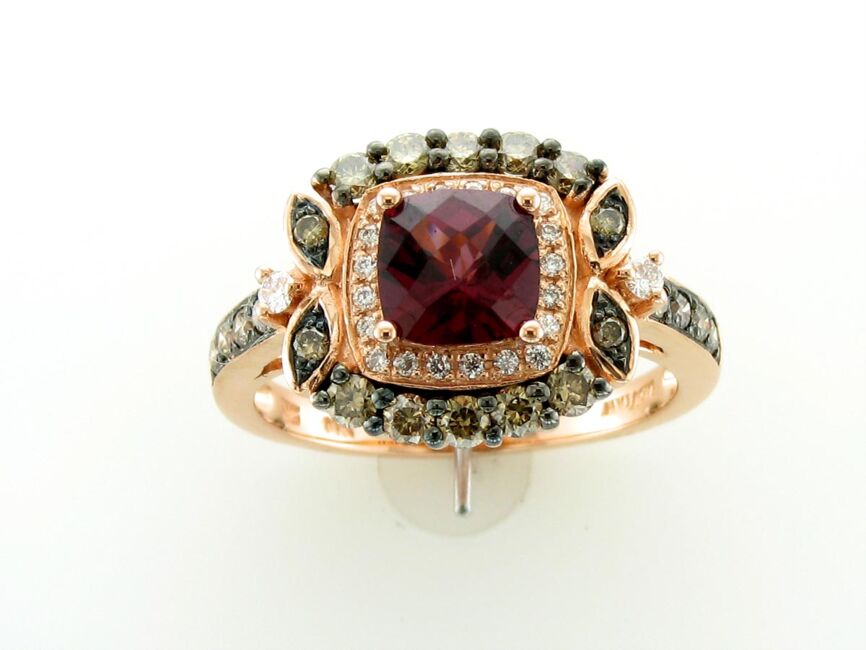 1 5/8 cts Red Rhodolite Garnet and Diamond Ring in 14K Rose Gold by Le Vian - BirthStone.com