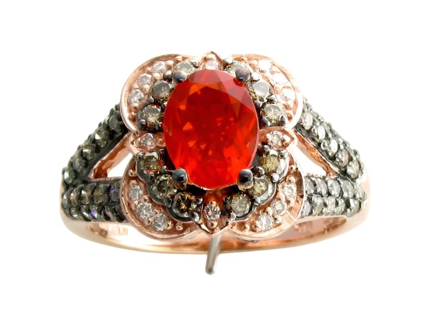 1 1/2 cts Red Fire Opals and Diamond Ring in 14K Rose Gold by Le Vian - BirthStone.com