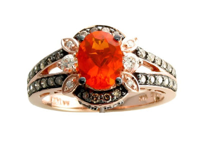 1 cts Red Fire Opals and Diamond Ring in 14K Rose Gold by Le Vian - BirthStone.com