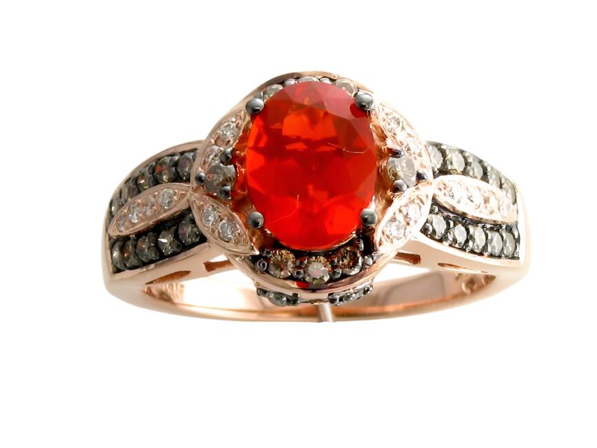 1 cts Red Fire Opals and Diamond Ring in 14K Rose Gold by Le Vian - BirthStone.com