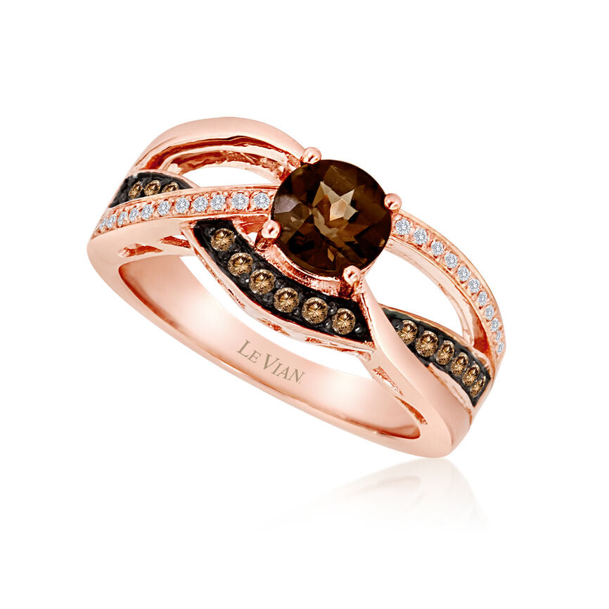 3/4 cts Brown Smoky Quartz and Diamond Ring in 14K Rose Gold by Le Vian - BirthStone.com