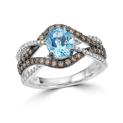 2 1/2 cts Blue Topaz and Diamond Ring in 14K White Gold by Le Vian - BirthStone.com