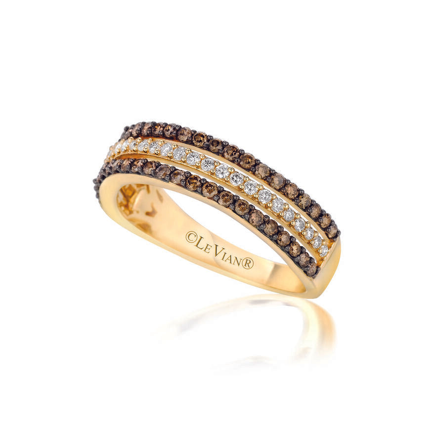 LeVian Ring Band Chocolate & White Diamond in 14K Yellow Gold 5/8cts - BirthStone.com