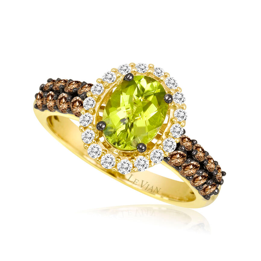 2 cts Green Peridot and Diamond Ring in 14K Yellow Gold by Le Vian - BirthStone.com