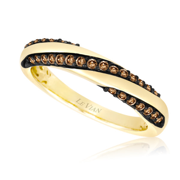 LeVian Ring Band Chocolate Diamond in 14K Yellow Gold 1/4cts - BirthStone.com