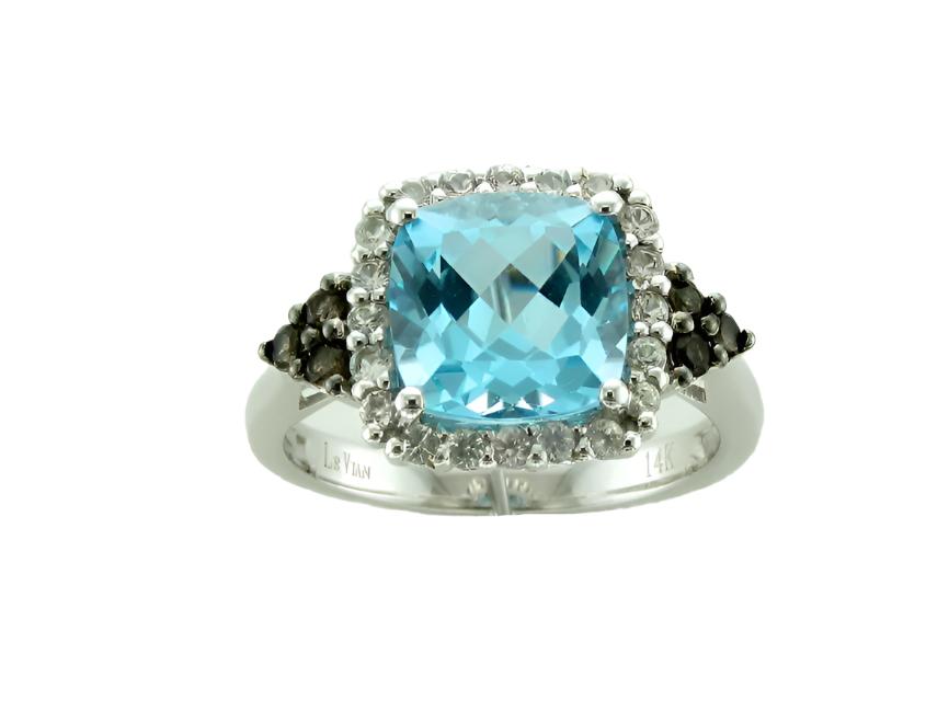 Le Vian Grand Sample Sale Ring featuring Blue Topaz, Chocolate Quartz, White Sapphire set in 14K Vanilla Gold - BirthStone.com