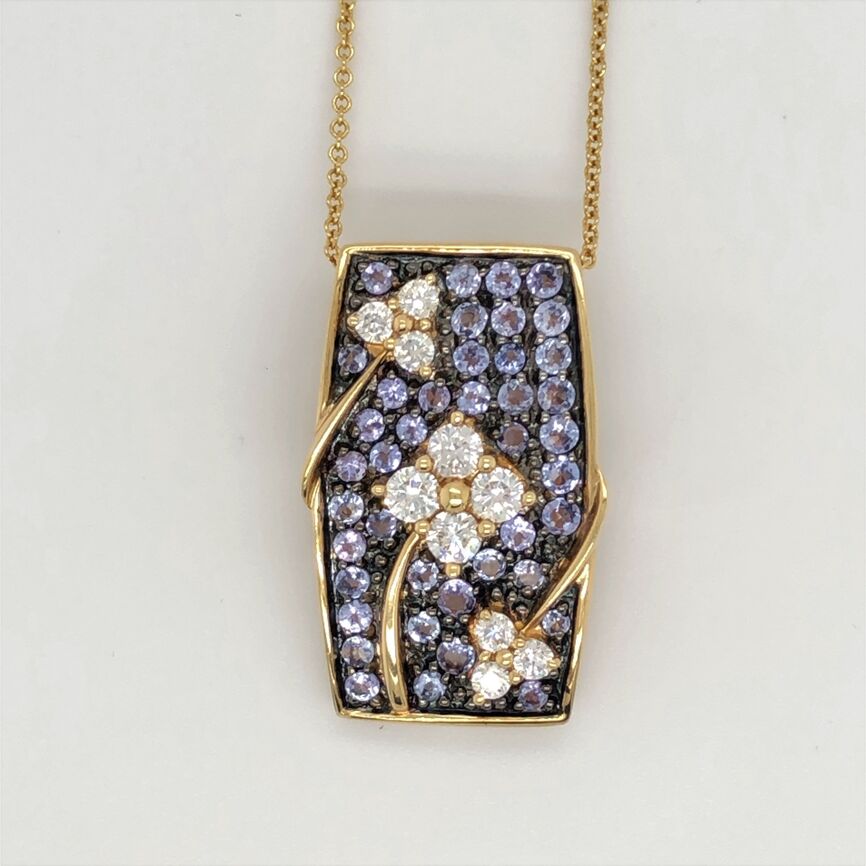 Le Vian Grand Sample Sale Pendant featuring Blueberry Tanzanite Vanilla Diamonds set in 14K Honey Gold - BirthStone.com