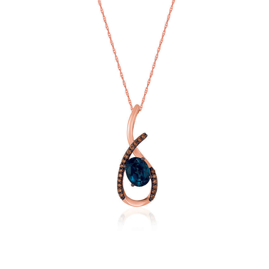 2 1/4 cts Blue London Blue Topaz and Diamond Pendant in 14K Rose Gold by Le Vian