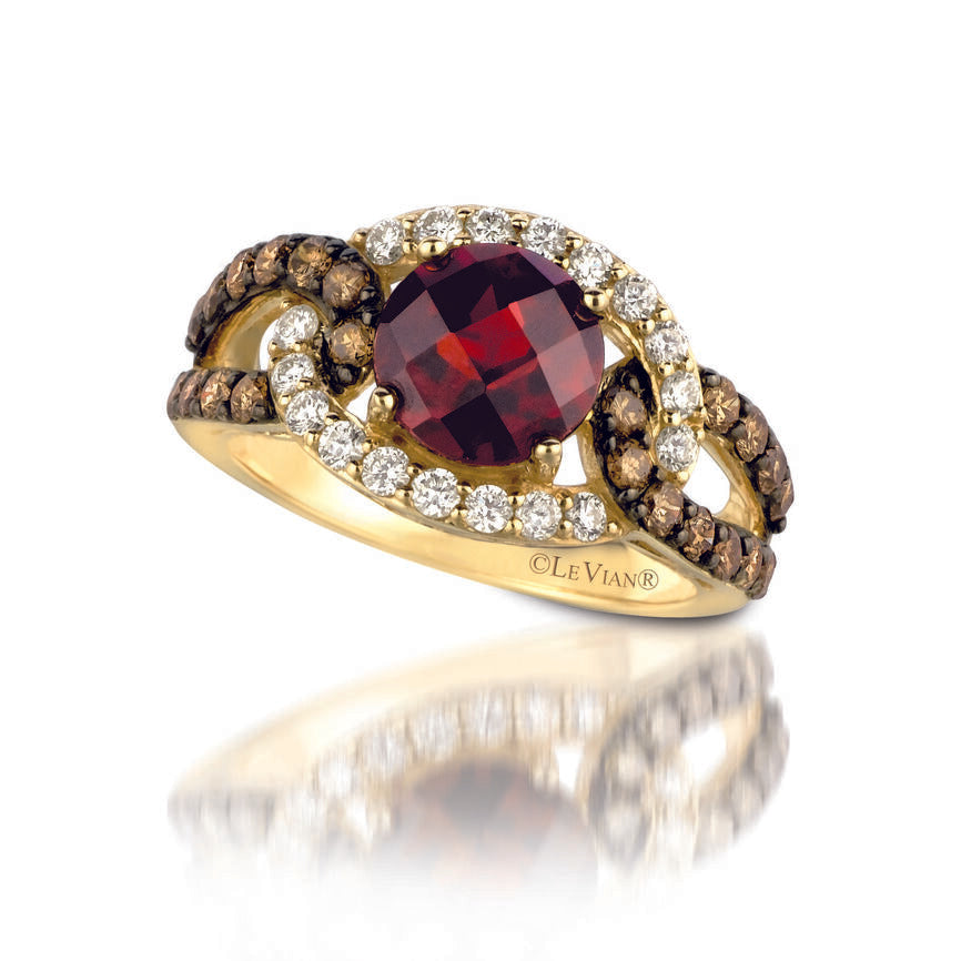 3 1/4 cts Garnet Diamond Ring in 14K Yellow Gold by Le Vian - BirthStone.com