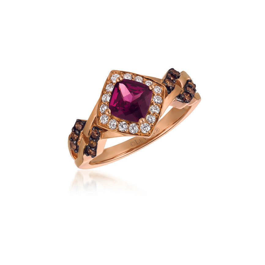 1 1/4 cts Rhodolite Diamond Ring in 14K Rose Gold by Le Vian - BirthStone.com