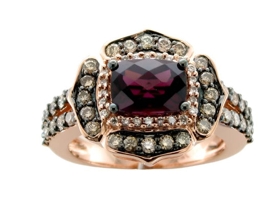 2 3/8 cts Rhodolite Diamond Ring in 14K Rose Gold by Le Vian - BirthStone.com