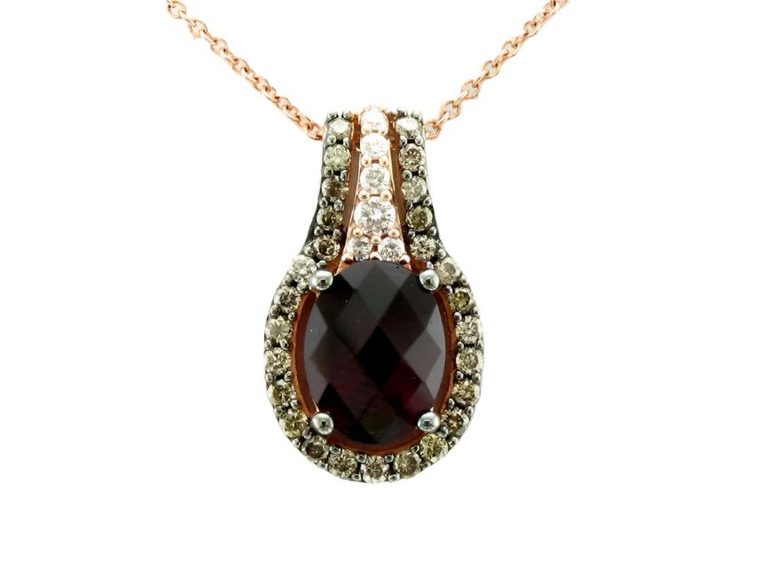 2 3/8 cts Rhodolite Diamond Necklace in 14K Rose Gold by Le Vian - BirthStone.com