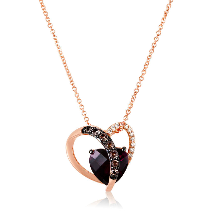 2 1/4 cts Rhodolite Smoky Quartz Necklace in 14K Rose Gold by Le Vian - BirthStone.com