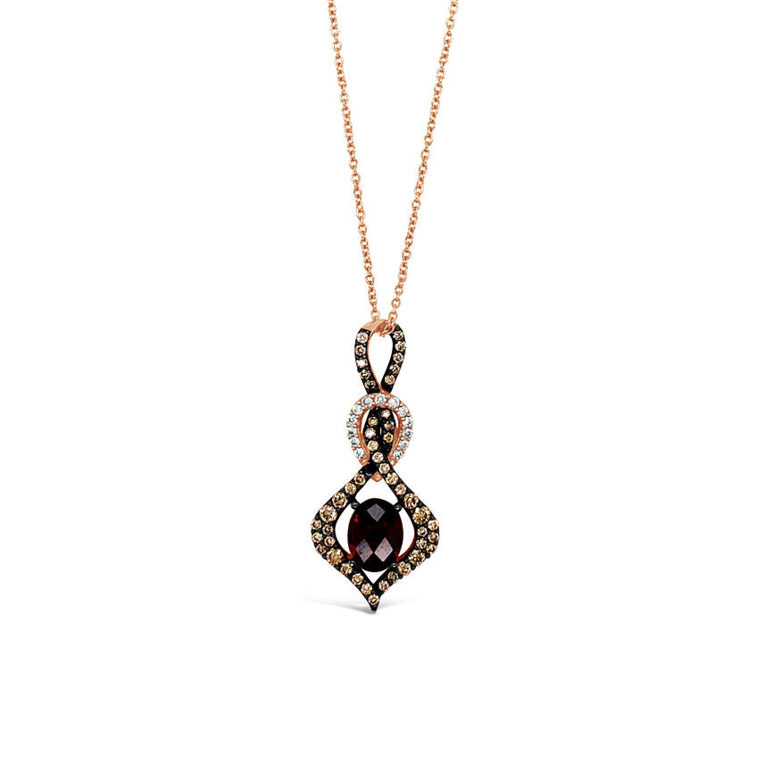 1 3/4 cts Rhodolite Diamond Necklace in 14K Rose Gold by Le Vian - BirthStone.com