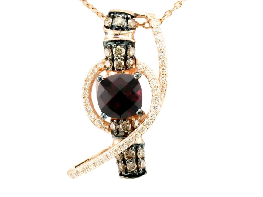 1 1/3 cts Rhodolite Diamond Necklace in 14K Rose Gold by Le Vian - BirthStone.com