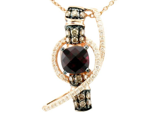 1 1/3 cts Rhodolite Diamond Necklace in 14K Rose Gold by Le Vian - BirthStone.com