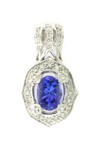 1 1/3 cts Blue Tanzanite Pendant Necklace in 14K White Gold by Le Vian - BirthStone.com