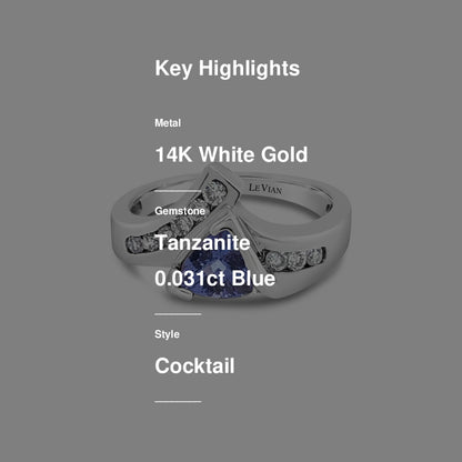 1 1/8 cts Blue Tanzanite Cocktail Ring in 14K White Gold by Le Vian