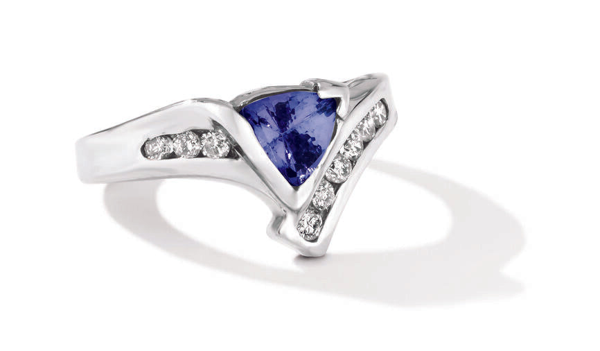 1 1/8 cts Blue Tanzanite Cocktail Ring in 14K White Gold by Le Vian - BirthStone.com