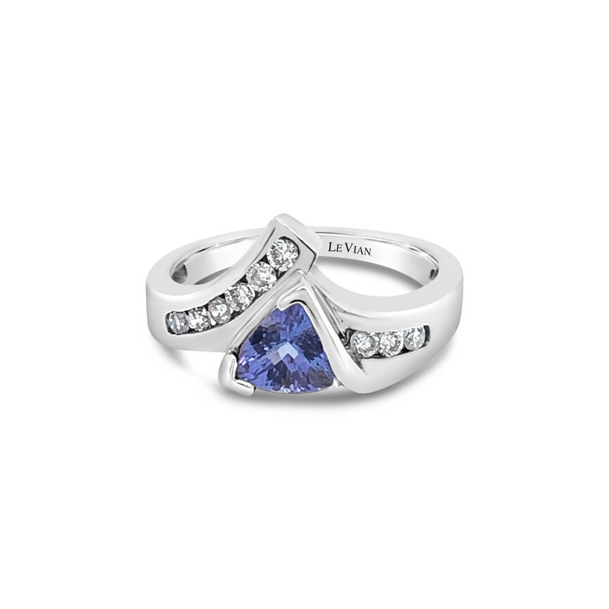 1 1/8 cts Blue Tanzanite Cocktail Ring in 14K White Gold by Le Vian - BirthStone.com