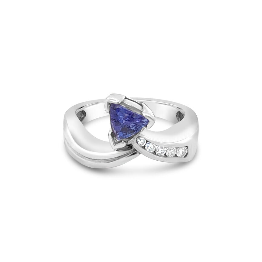 7/8 cts Blue Tanzanite Cocktail Ring in 14K White Gold by Le Vian - BirthStone.com