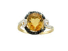 14K YELLOW GOLD DIAMOND CITRINE RING