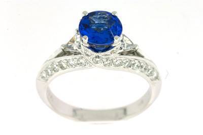 2 1/4 cts Blue Sapphire Cocktail Ring in 14K White Gold by Le Vian - BirthStone.com