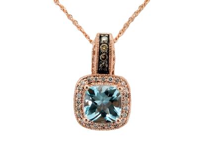 1 1/2 cts Aquamarine Pendant Necklace in 14K Rose Gold by Le Vian - BirthStone.com