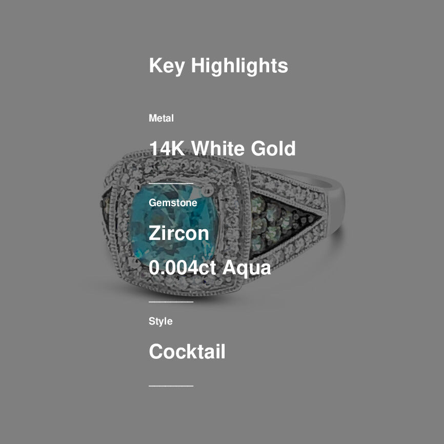 2 3/4 cts Aqua Zircon Cocktail Ring in 14K White Gold by Le Vian